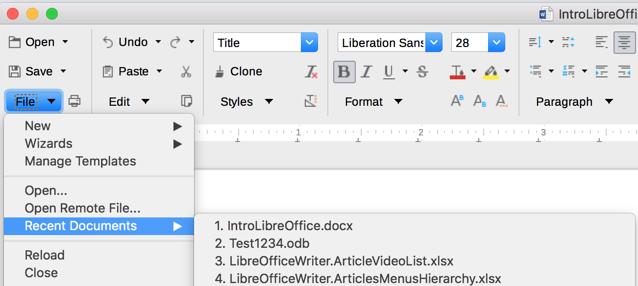 Libreoffice For Mac Os Recent Files List